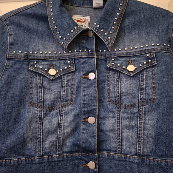 Vintage Roper XL Denim Shorty Jacket with Silver Stud Work on Front/Back/Cuffs - Picture 2 of 14